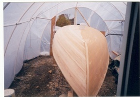 Hereshoff strip planked sailing boat